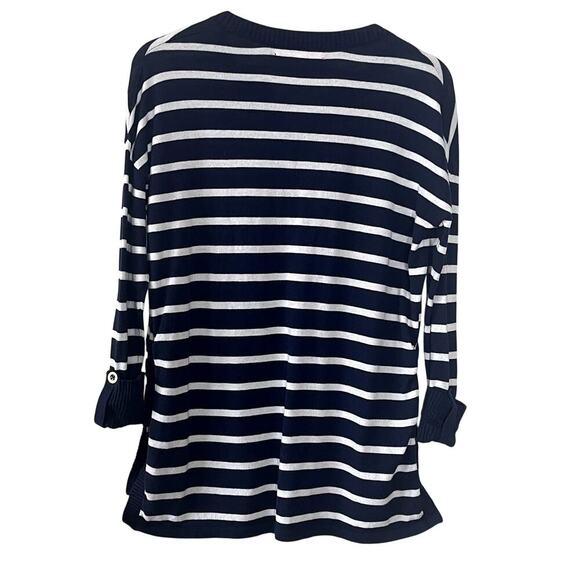 LILLY PULITZER FARAWAY SWEATER TRUE NAVY MOONLIGHT STRIPE SIZE XXS - Picture 2 of 8
